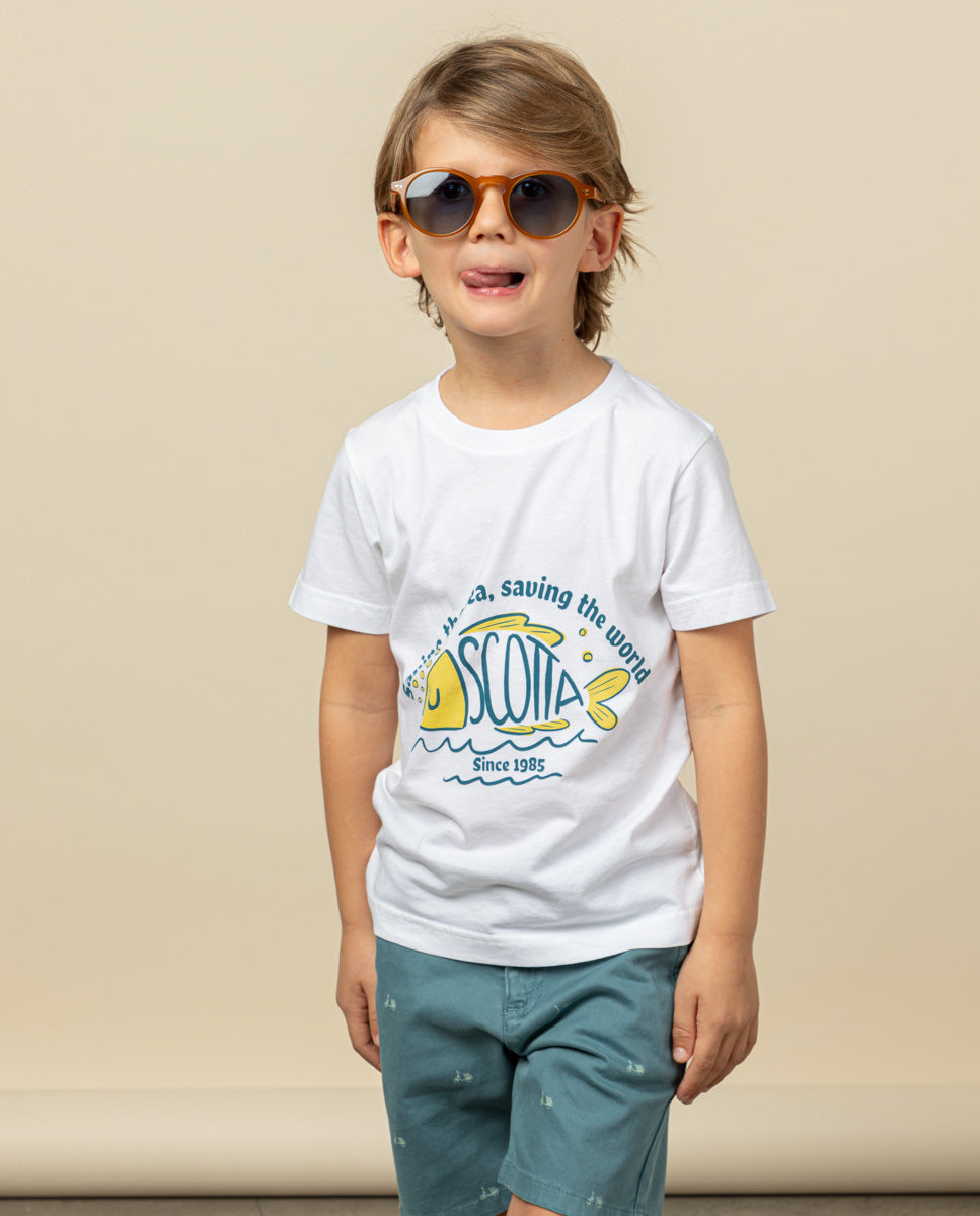 Camiseta niño Scotta fish blanco | SCOTTA