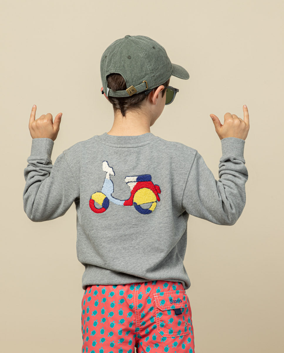 Sudadera niño logo chenille gris | SCOTTA