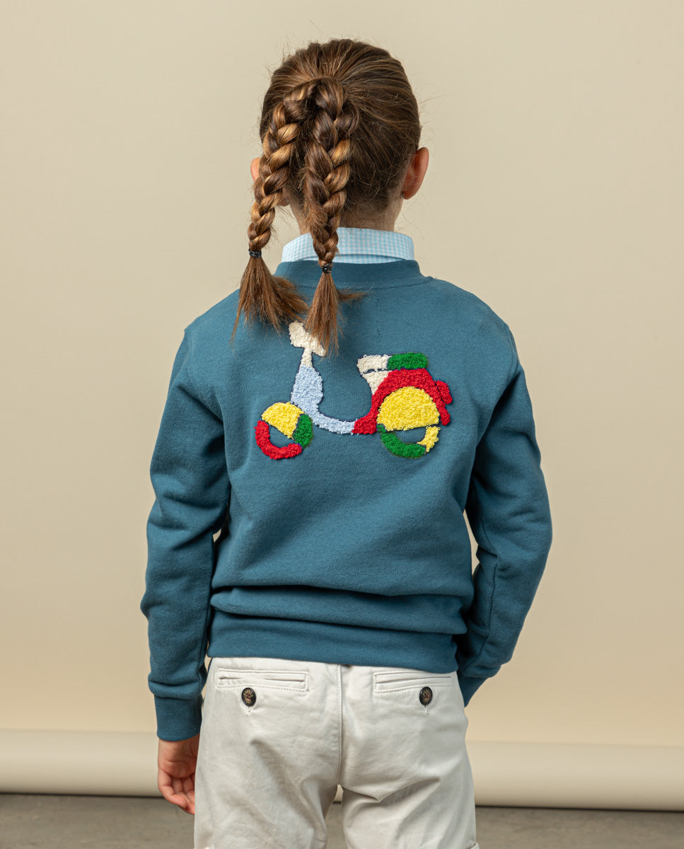 SUDADERA NIÑO LOGO CHENILLE DENIM | SCOTTA