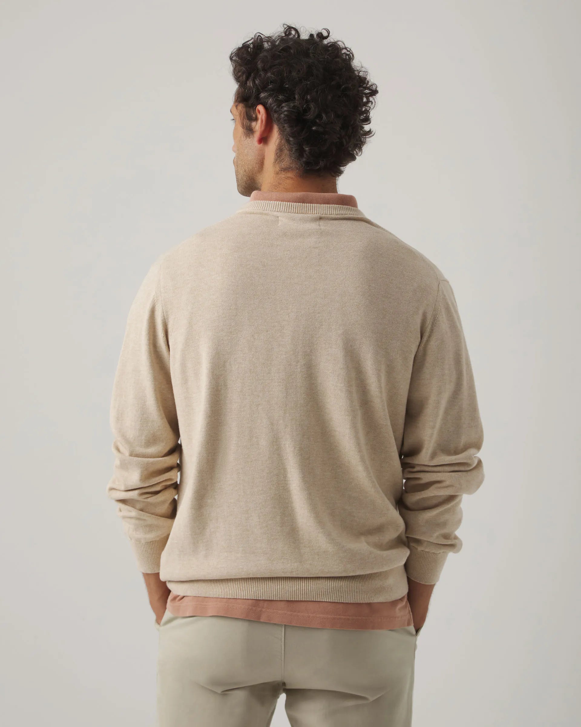 Jersey classic v neck cotton beige | SCOTTA