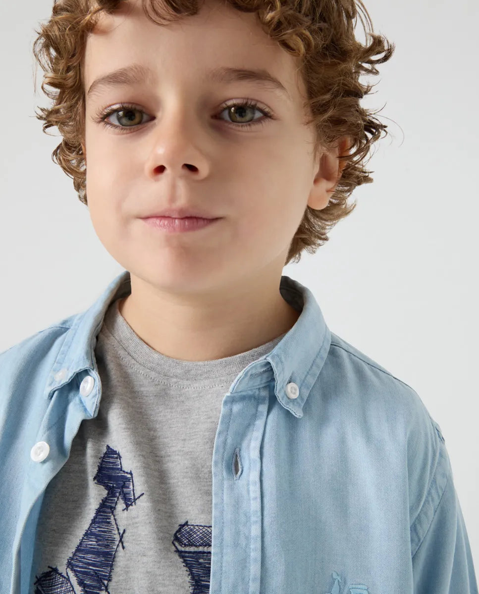 Camisa niño tencel denim claro | SCOTTA