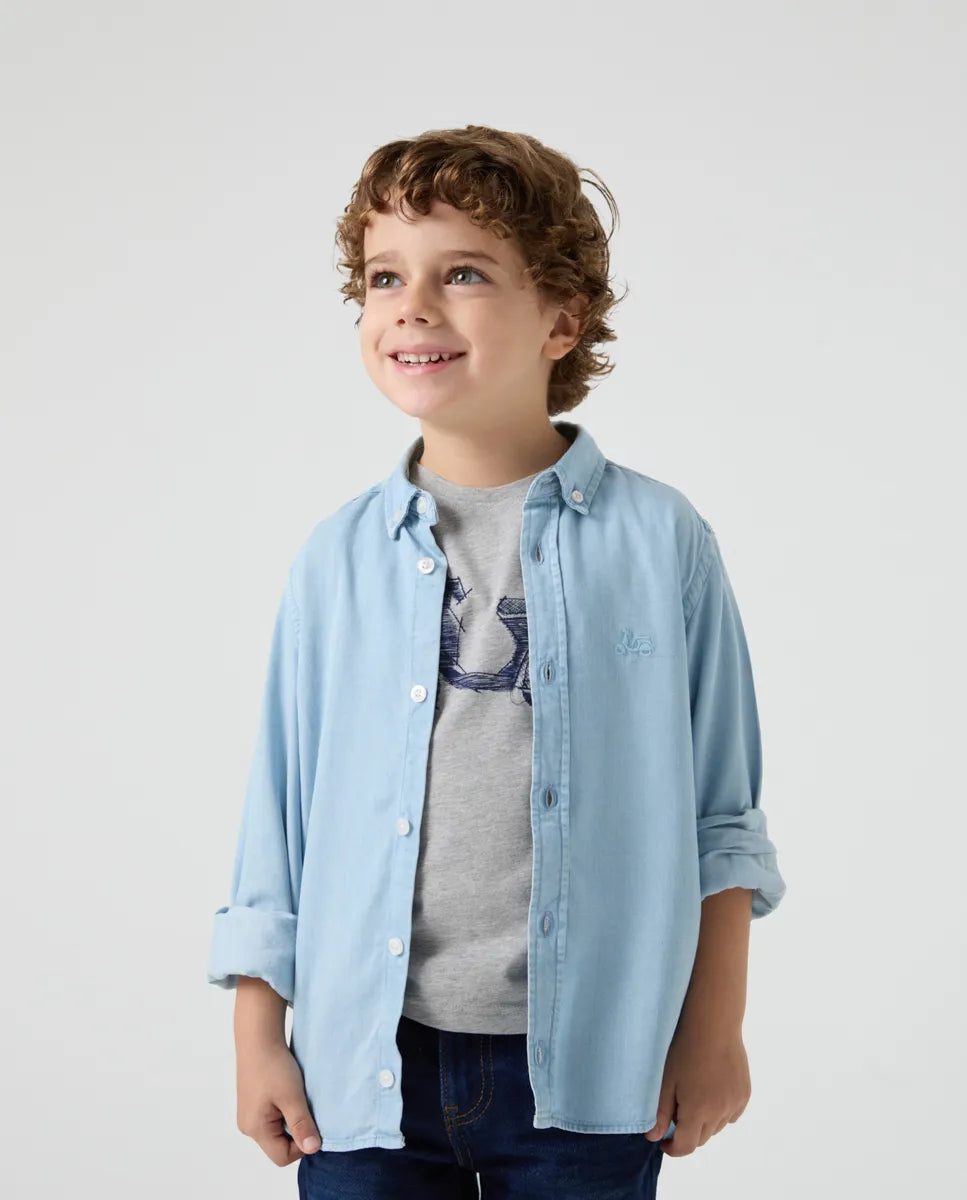 Camisa niño tencel denim claro | SCOTTA