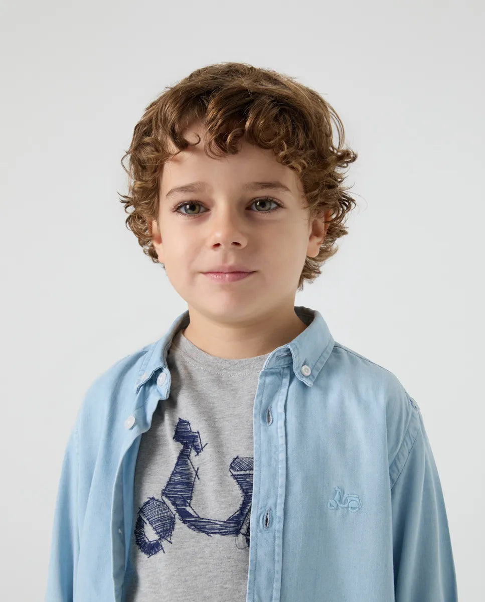 Camisa niño tencel denim claro | SCOTTA