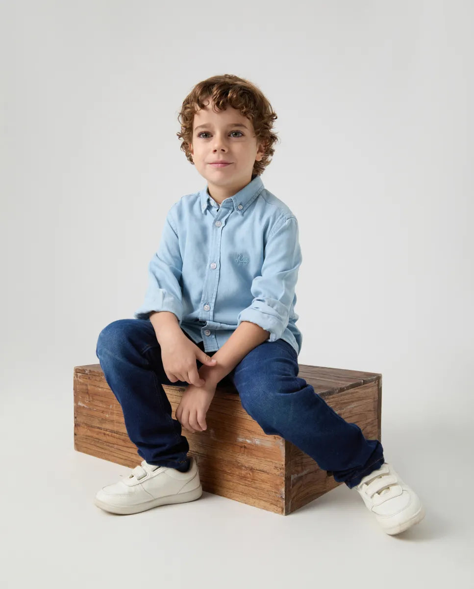 Camisa niño tencel denim claro | SCOTTA