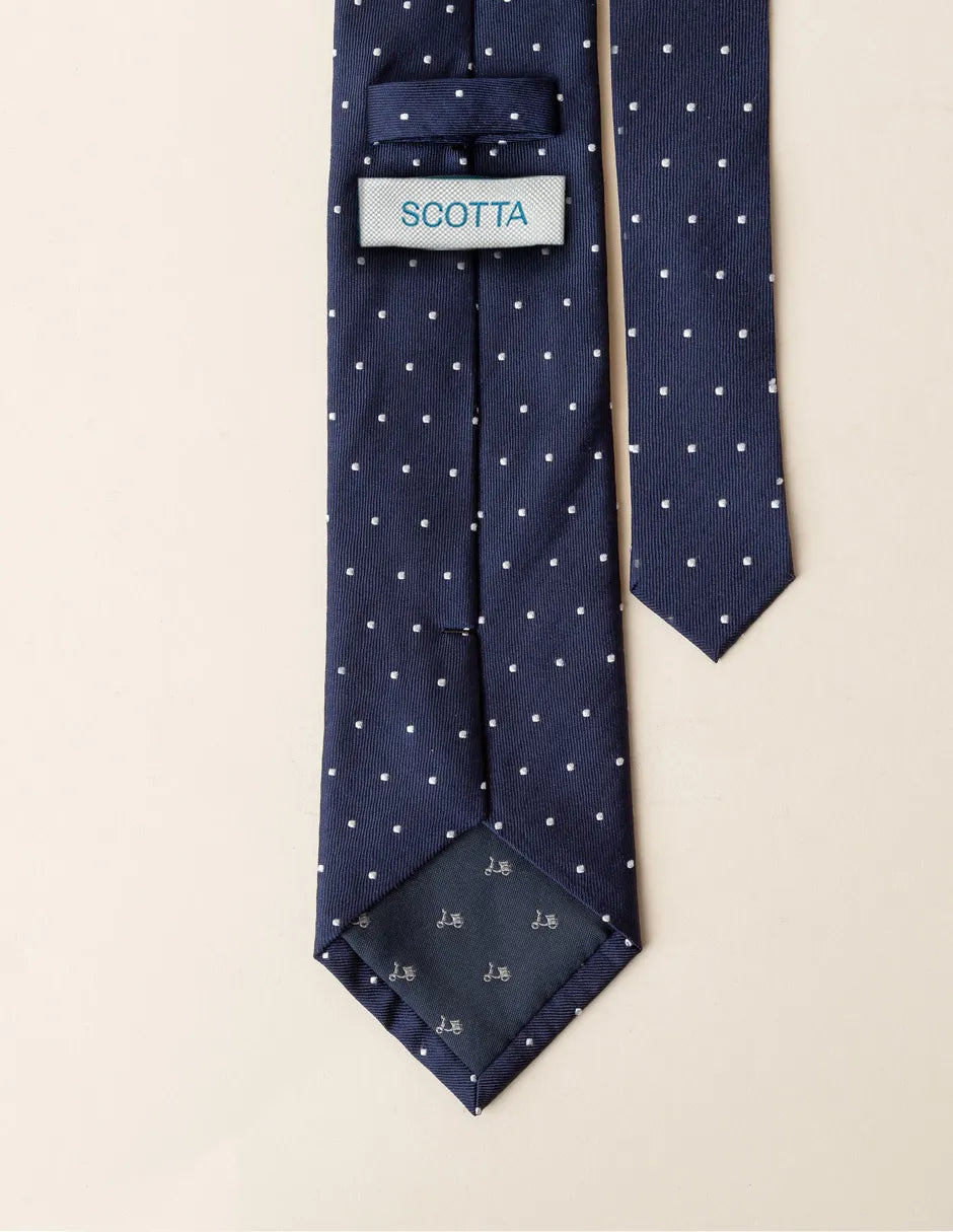 Corbata seda lunares marino | SCOTTA