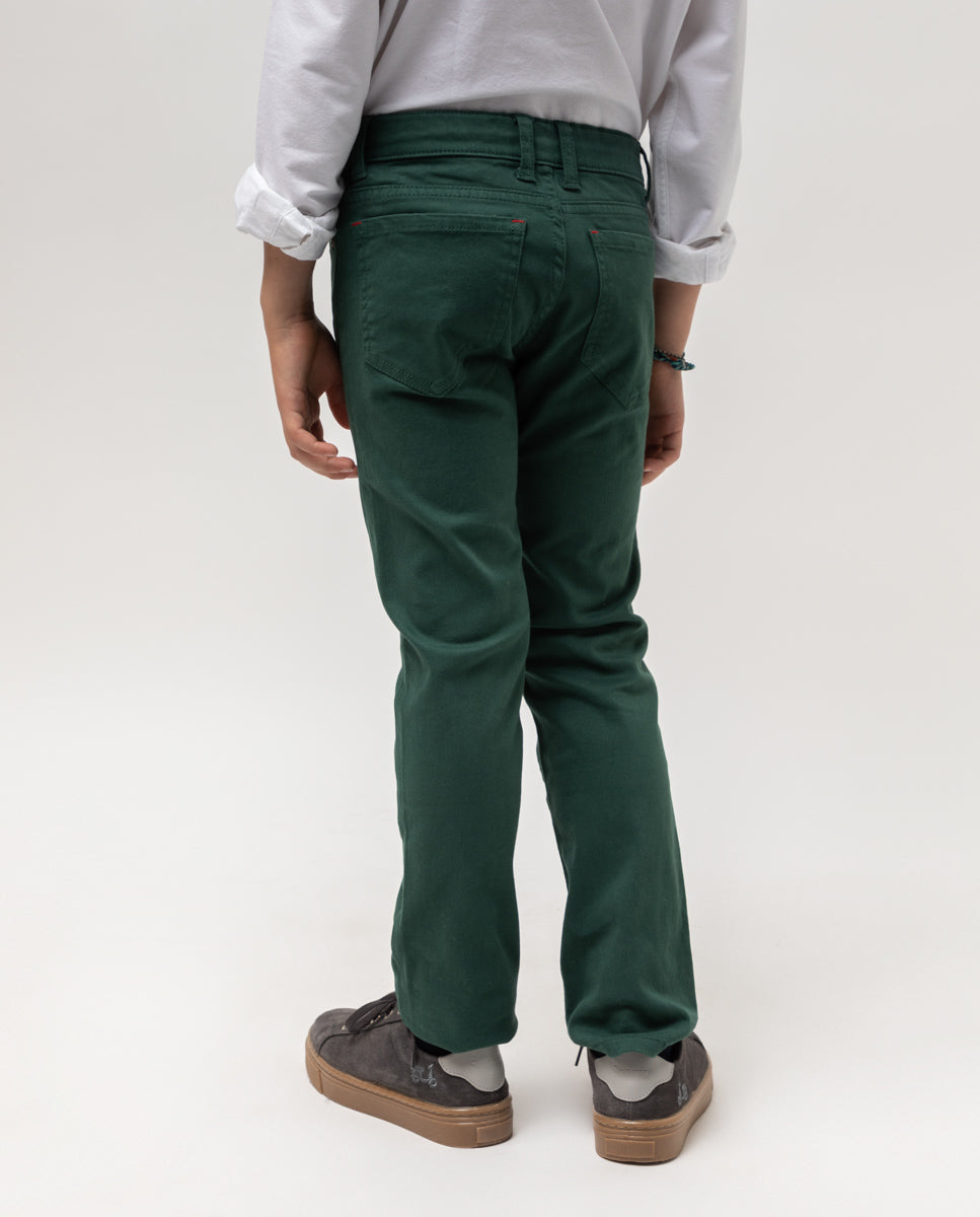 Pantalon niño 5 bolsillos verde | SCOTTA