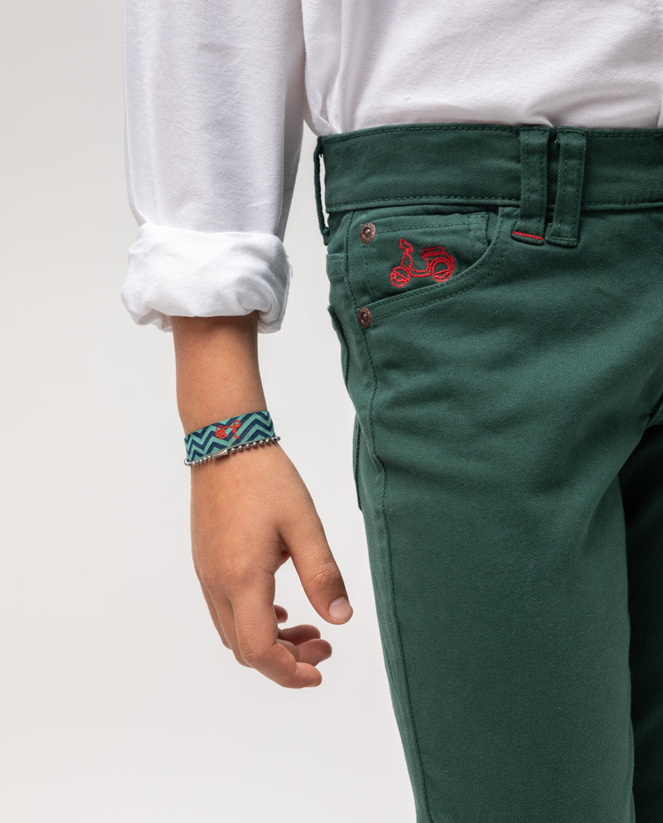 Pantalon niño 5 bolsillos verde | SCOTTA