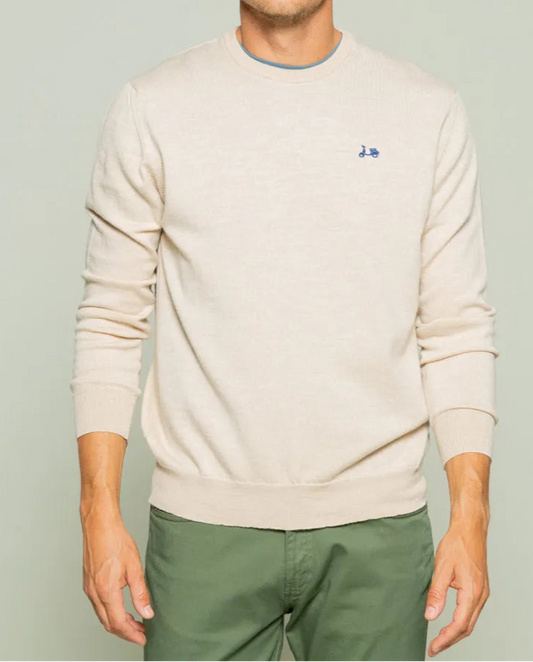 Jersey classic crew neck merino beige | SCOTTA