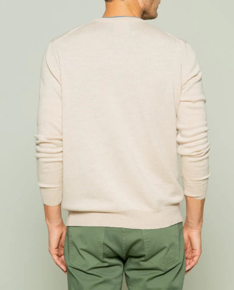Jersey classic crew neck merino beige | SCOTTA