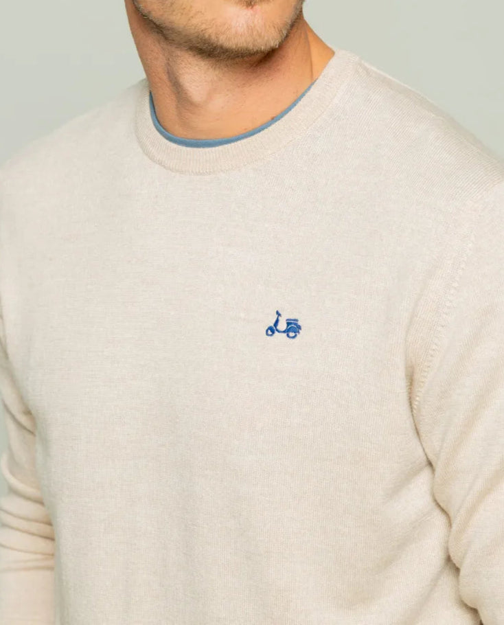 Jersey classic crew neck merino beige | SCOTTA