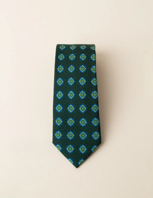 Corbata lana geométrico verde | SCOTTA