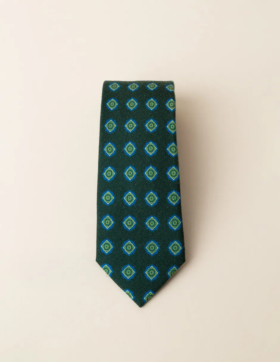 Corbata lana geométrico verde | SCOTTA
