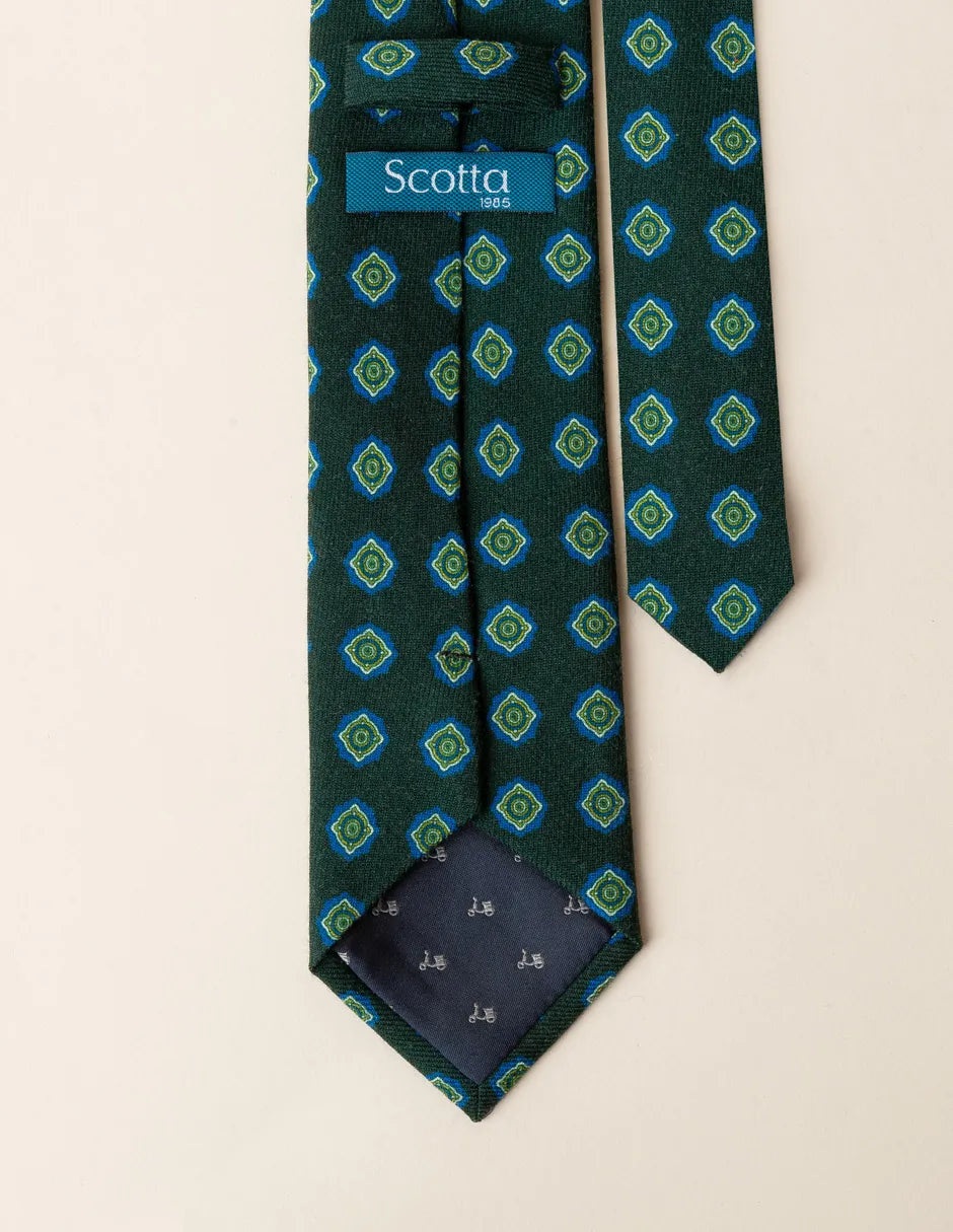 Corbata lana geométrico verde | SCOTTA