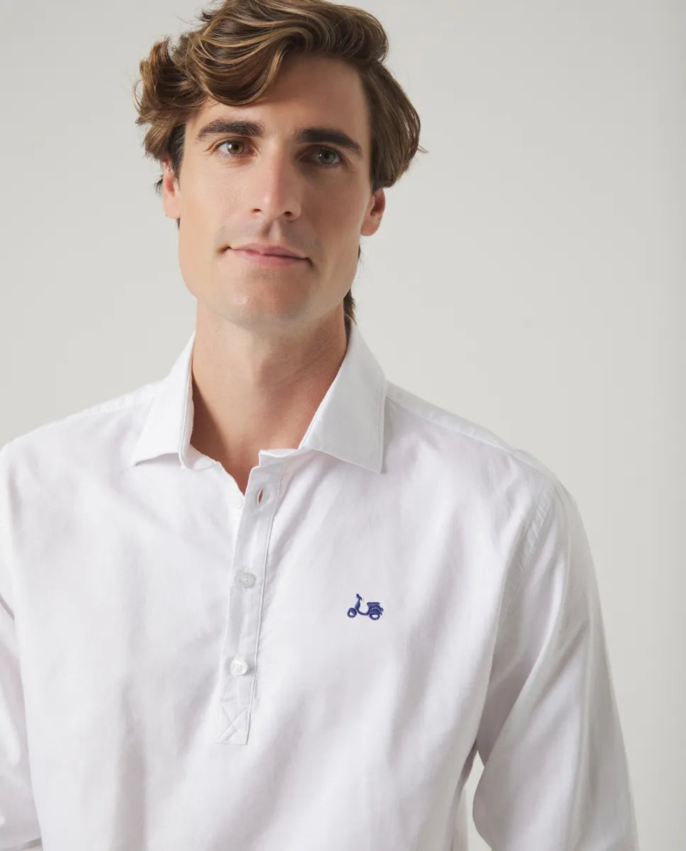 Camisa polera oxford blanco | SCOTTA