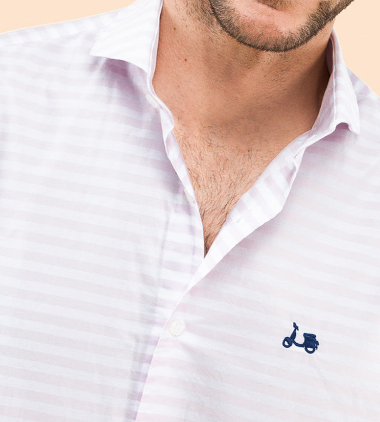 Camisa raya horizontal organico rosa | SCOTTA