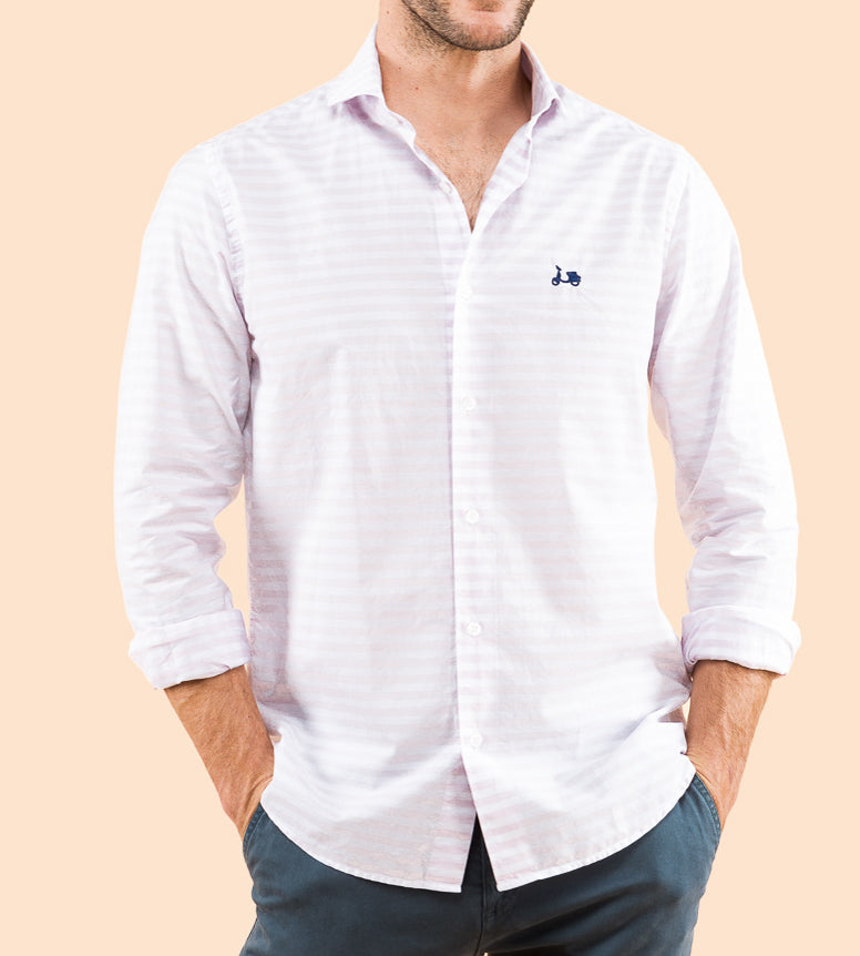 Camisa raya horizontal organico rosa | SCOTTA